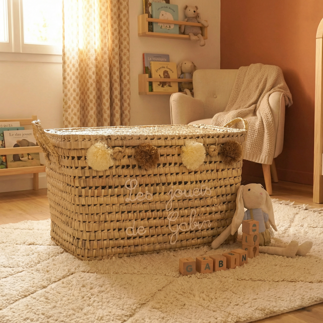 Malle de rangement en feuilles de palmier 60cm - Personnalisable