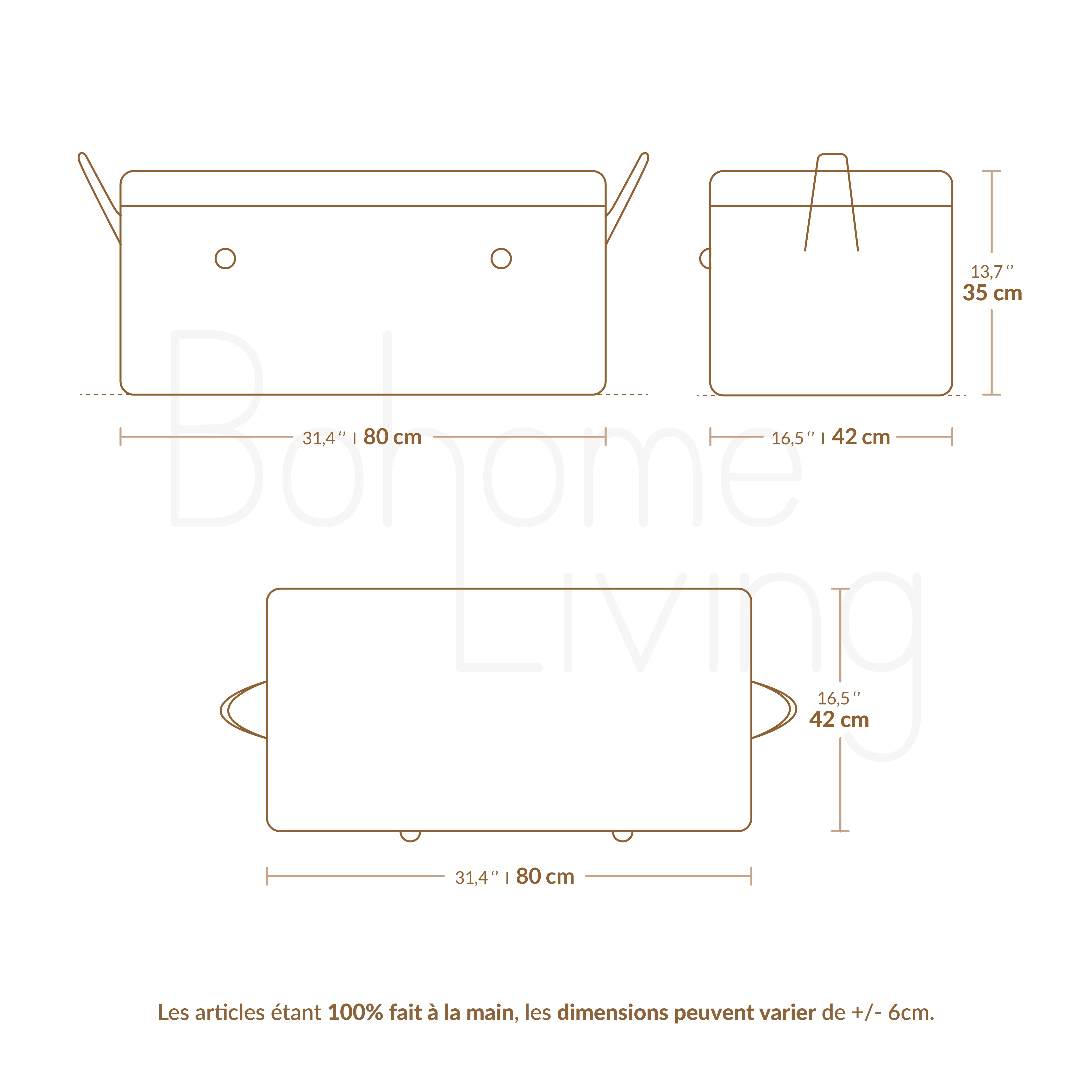 Coffre à jouets en osier 80cm Personnalisable