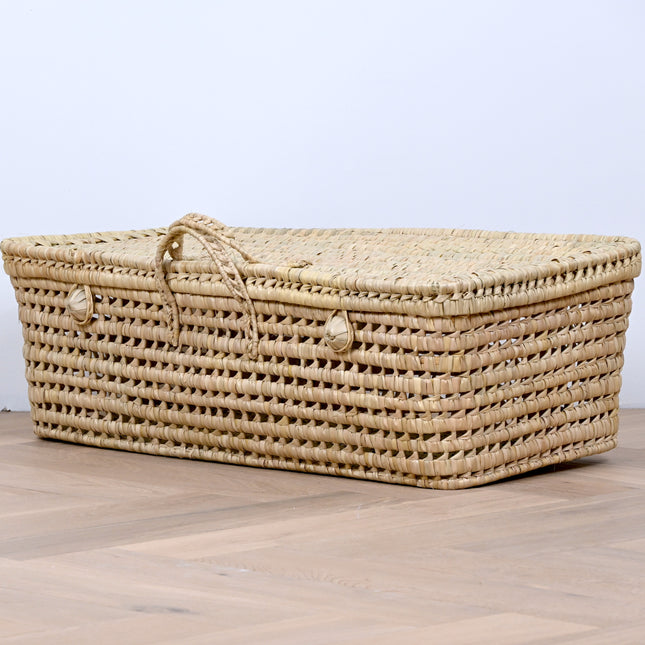 Panier dessous de lit en feuilles de palmier 80cm - Double anses