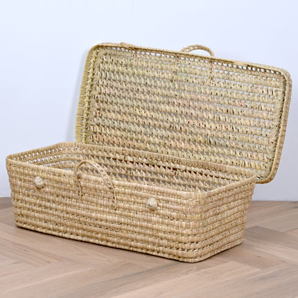 Panier dessous de lit en feuilles de palmier 80cm - Double anses