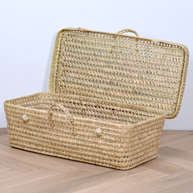Panier dessous de lit en feuilles de palmier 80cm - Double anses