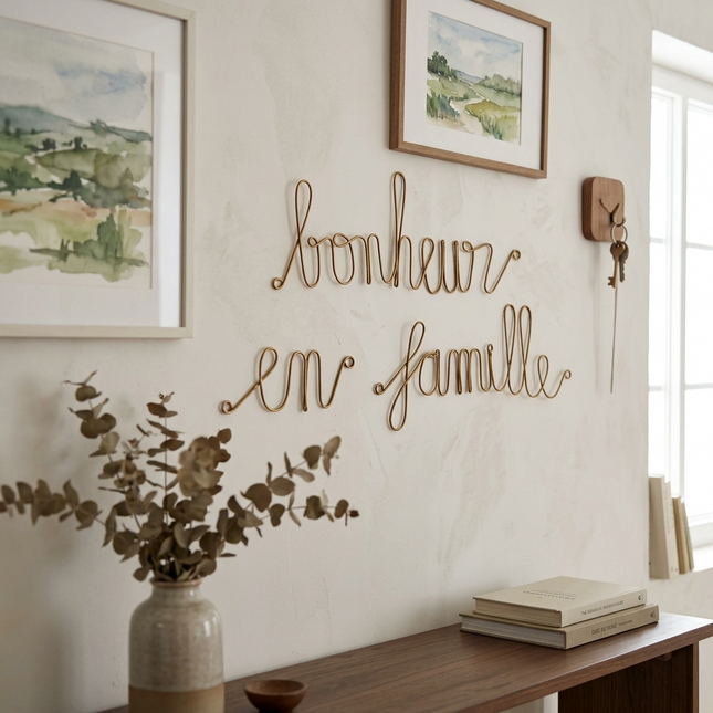 Mot en laiton doré - Bonheur en famille