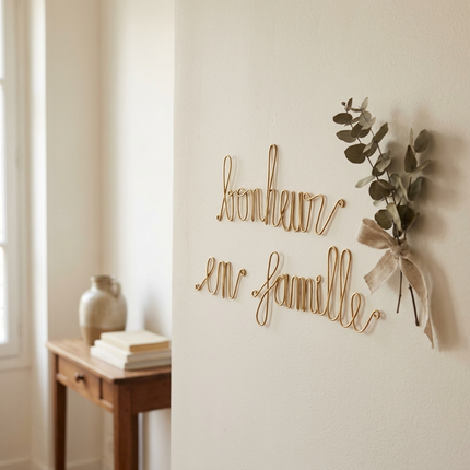 Mot en laiton doré - Bonheur en famille