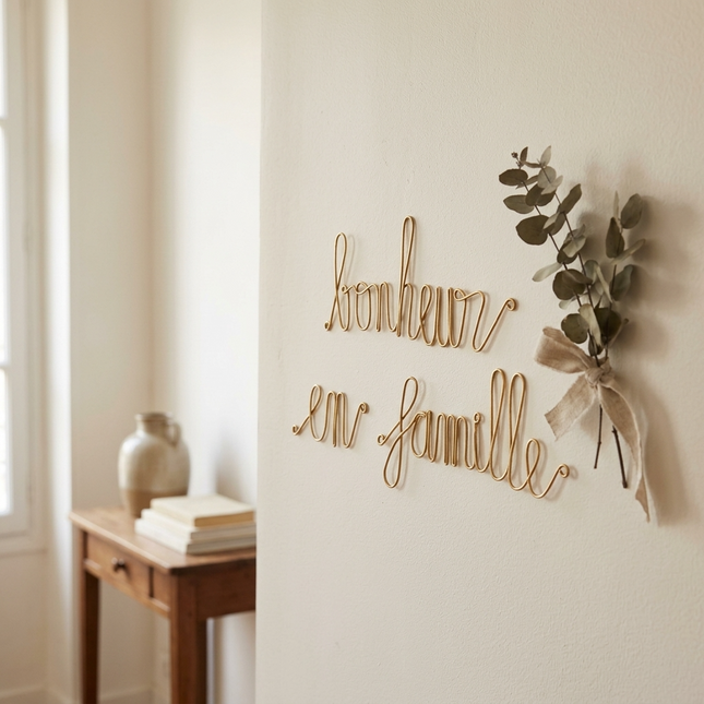 Mot en laiton doré - Bonheur en famille