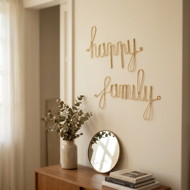 Mot en laiton doré - happy family