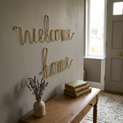 Mot en laiton doré - welcome home