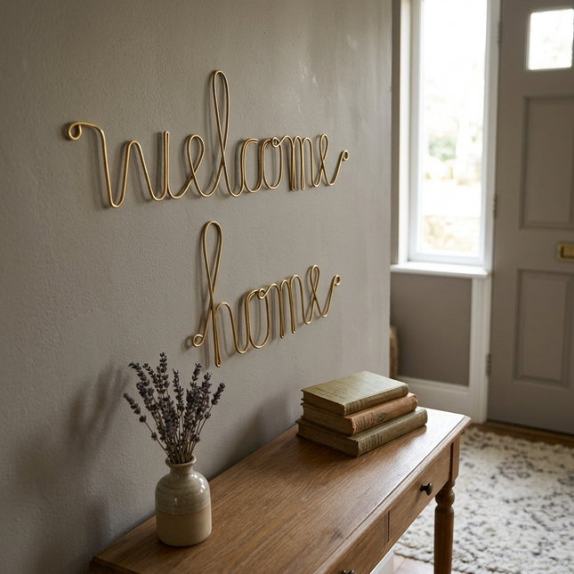 Mot en laiton doré - welcome home