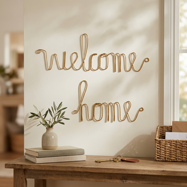 Mot en laiton doré - welcome home