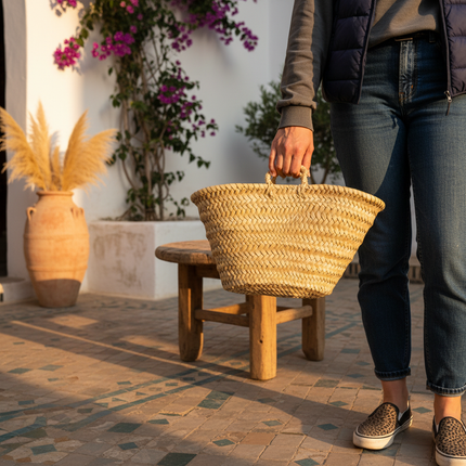 Petit panier en feuilles de palmier