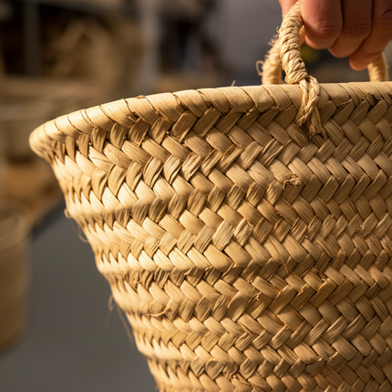 Petit panier en feuilles de palmier