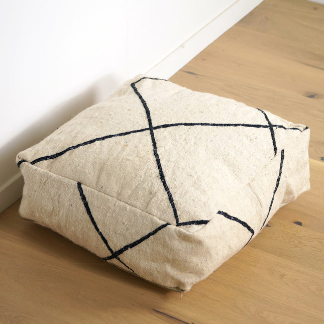 Pouf Kilim - Géométrique noir