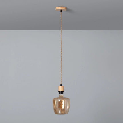 Cable électrique en jute naturel et douille en bois pour suspension