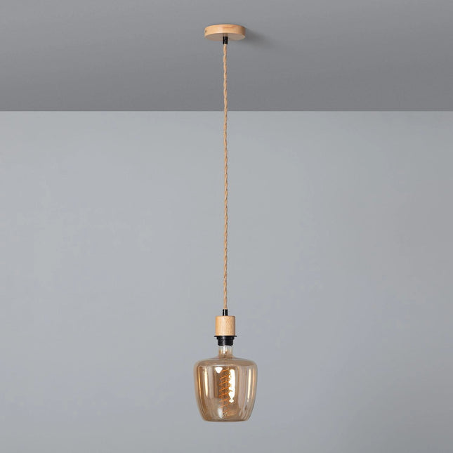 Cable électrique en jute naturel et douille en bois pour suspension