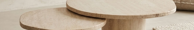 Tables basses gigognes en travertin - Forme galet