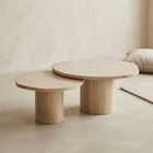 Tables basses gigognes en travertin - Forme galet
