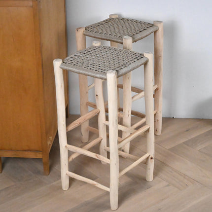 Tabouret de bar en bois et nylon beige - 70cm