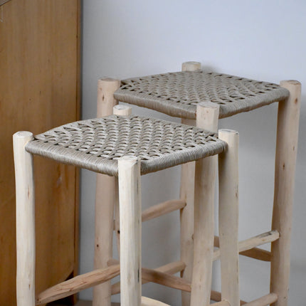 Tabouret de bar en bois et nylon beige - 60cm