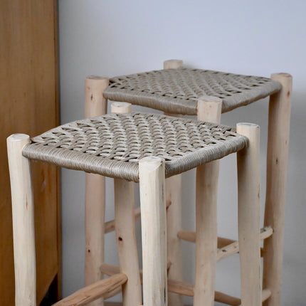 Tabouret de bar en bois et nylon beige - 70cm