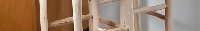 Tabouret de bar en bois et nylon beige - 70cm