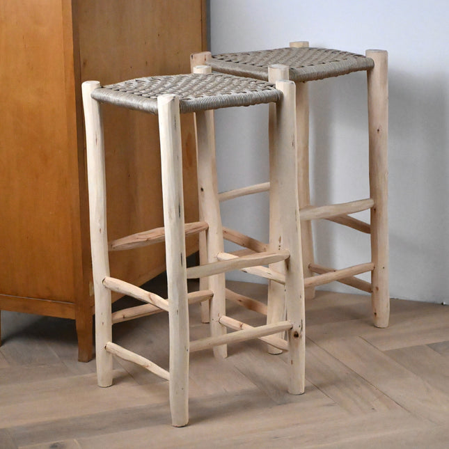 Tabouret de bar en bois et nylon beige - 60cm