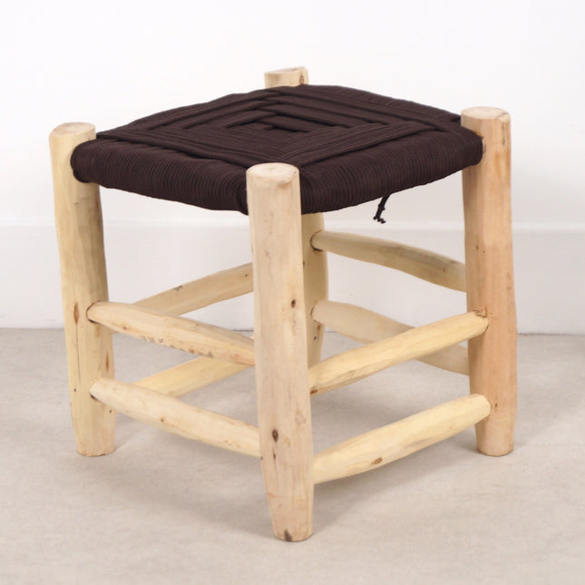 Tabouret marocain coloré en bois - Lie de vin