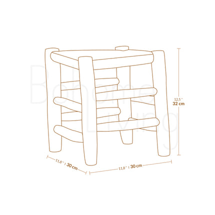 Tabouret marocain coloré en bois - Beige