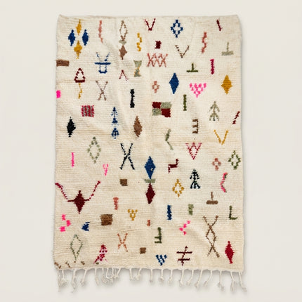 Tapis berbère Azilal Multi-symboles 240 × 158 cm - Dessins multicolores