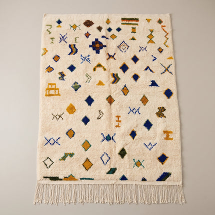 Tapis berbère Azilal Multi-symboles 240 × 174 cm - Dessins multicolores