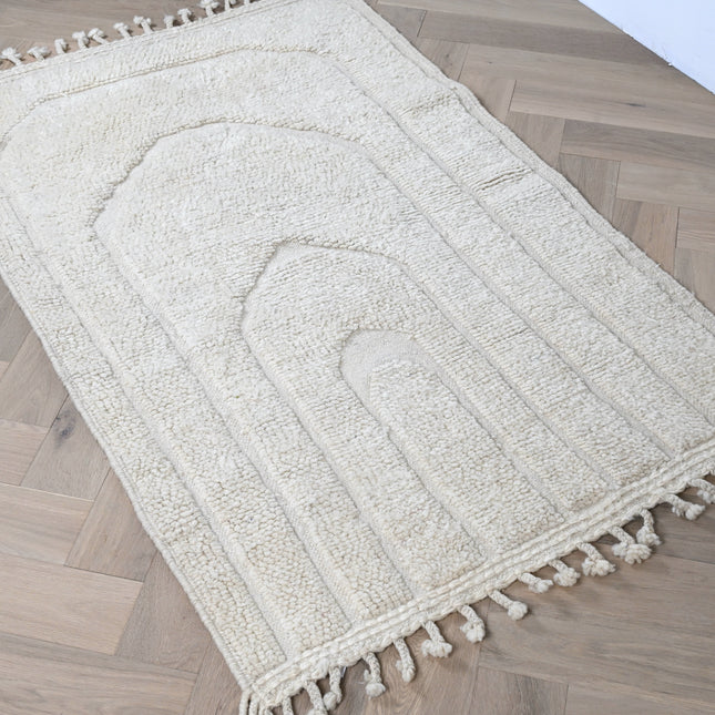 Tapis Béni Ouarain blanc 107 x 168cm - Arche