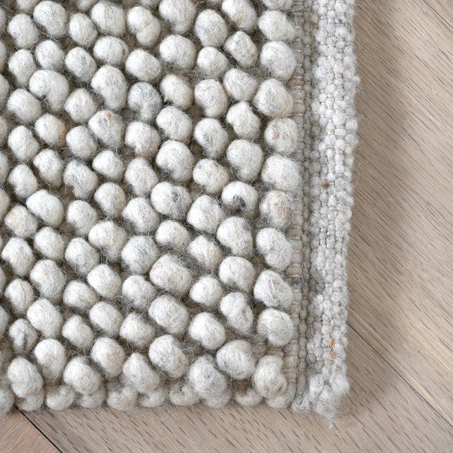 Tapis boule de laine 150 x 250cm Tissé main - Gris clair