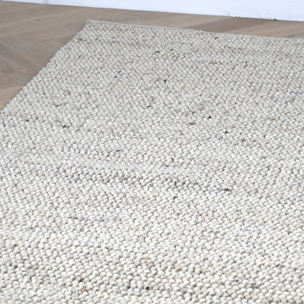 Tapis boule de laine 150 x 250cm Tissé main - Gris clair
