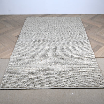 Tapis boule de laine 150 x 250cm Tissé main - Gris clair
