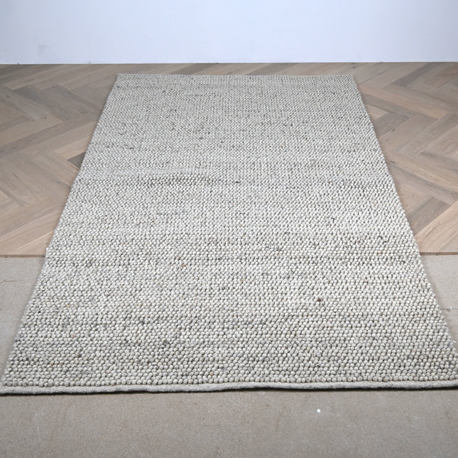Tapis boule de laine 150 x 250cm Tissé main - Gris clair