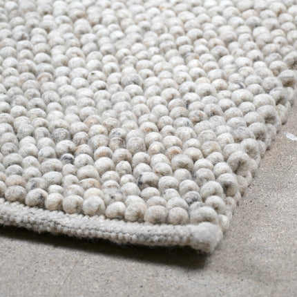 Tapis boule de laine 150 x 250cm Tissé main - Gris clair