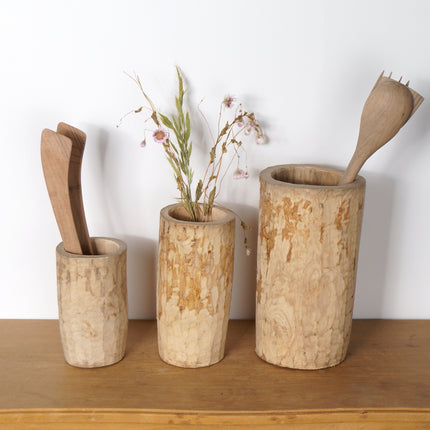 Pot à ustensiles en bois vieilli