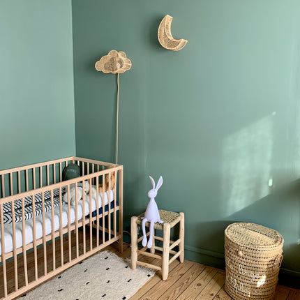 Applique murale en dentelle de raphia - Lune