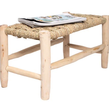 Petit banc marocain en bois et corde