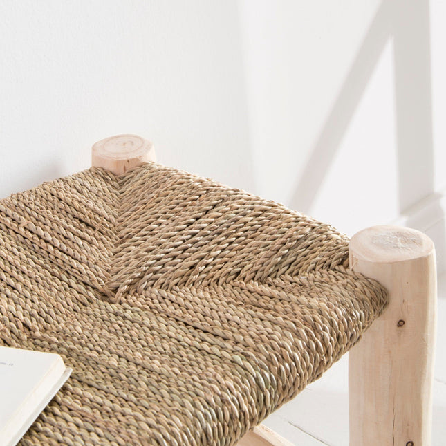 Banc marocain en bois avec assise en corde