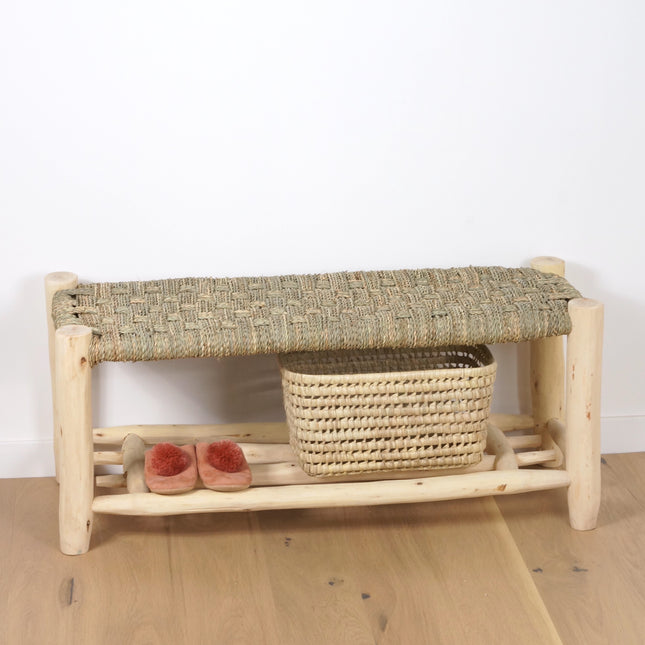 Banc marocain en bois avec rangement 100cm