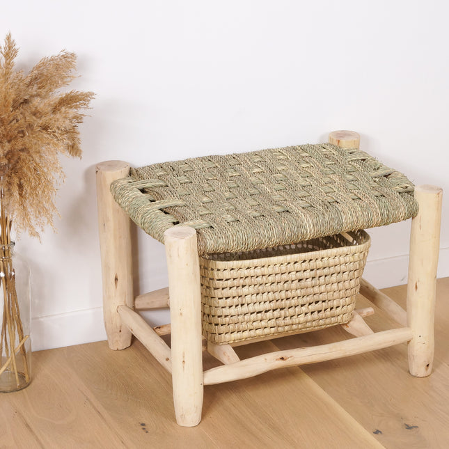 Banc marocain en bois avec rangement 60cm