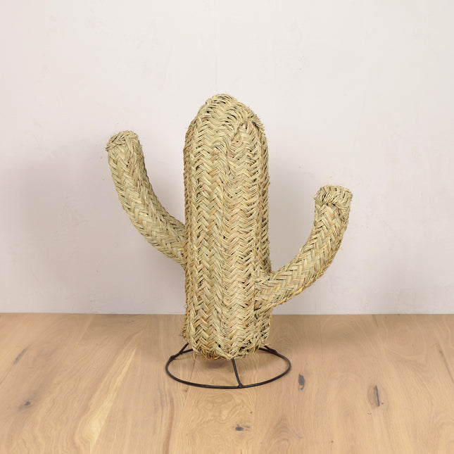 Cactus Doum en paille tressée sur pied 60cm
