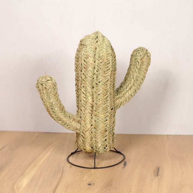 Cactus Doum en paille tressée sur pied 60cm