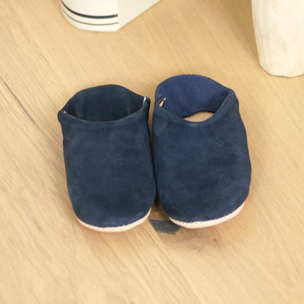 Chaussons en cuir souple enfant - Bleu marine