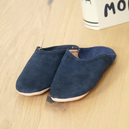 Chaussons en cuir souple enfant - Bleu marine