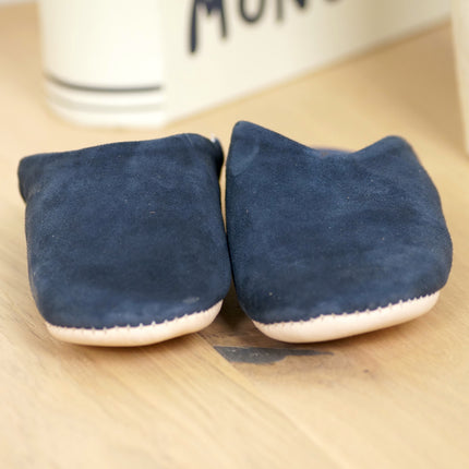 Chaussons en cuir souple enfant - Bleu marine