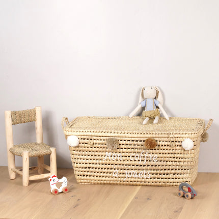 Malle de rangement en feuilles de palmier 80cm - Mon coffre à jouets