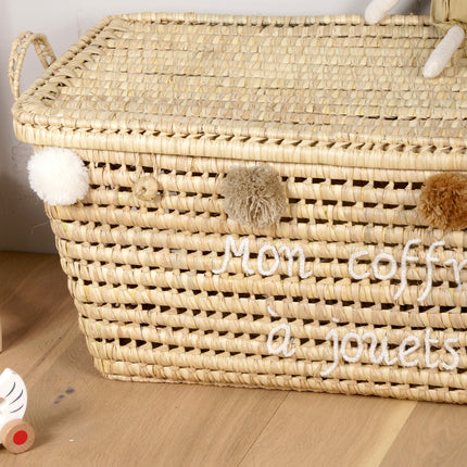 Malle de rangement en feuilles de palmier 80cm - Mon coffre à jouets