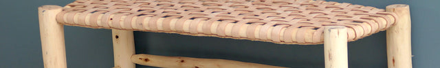 Banc marocain en bois et cuir 100cm