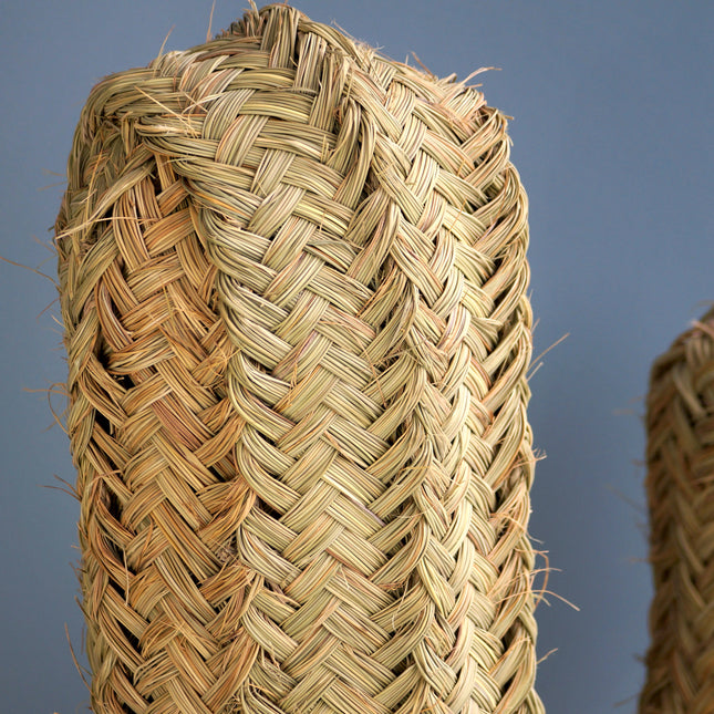 Cactus Doum en paille tressée sur pied 120cm