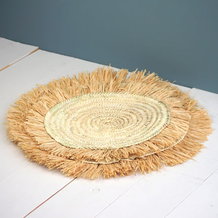 Set de table rond en feuilles de palmier et raphia